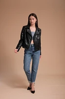 Furniq Uk Women's Leather Jacket, Black