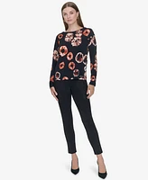 Halston Women's Printed Boat-Neck Top