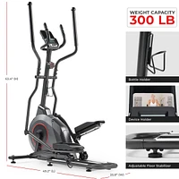 Sunny Health & Fitness Ultra Silent Smart Elliptical Exerciser, 300LB Capacity & 16” Long Stride with Free SunnyFit App Bluetooth Connection