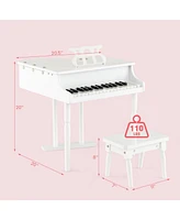 Hongge 30-Key Kids Piano Keyboard Toy with Bench Piano Lid and Music Rack