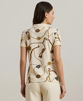 Lauren Ralph Petite Belting-Print Polo Shirt