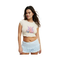 Cotton On Women's Peach Prc Lace Mesh Short