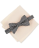 Alfani Men's Checker Bow Tie & Solid Pocket Square Set, Exclusively at Macy's