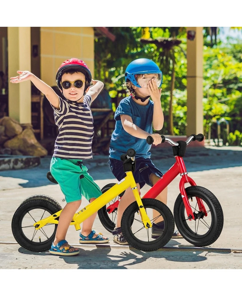 Hongge 12 Inch Toddler Balance Bike with Height Adjustable Handlebar and Seat-Red