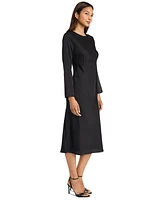 Donna Morgan Women's Long-Sleeve Back-Slit Midi Dress