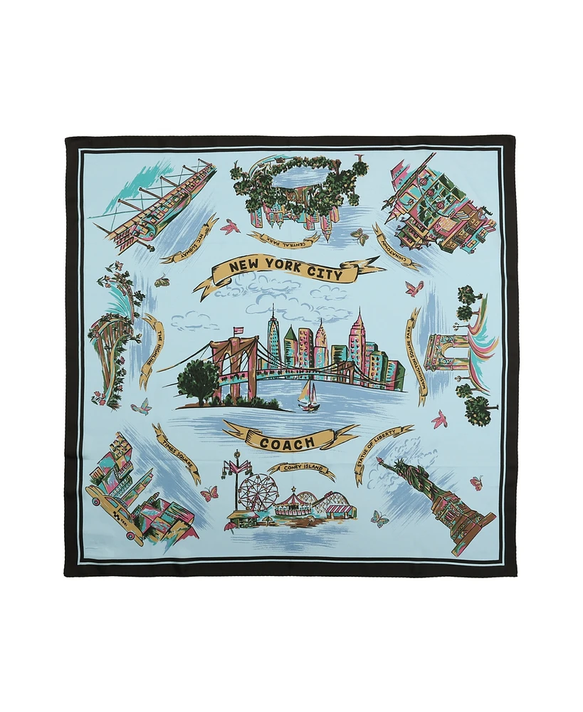 Coach Women's New York Map Printed Silk Square Scarf