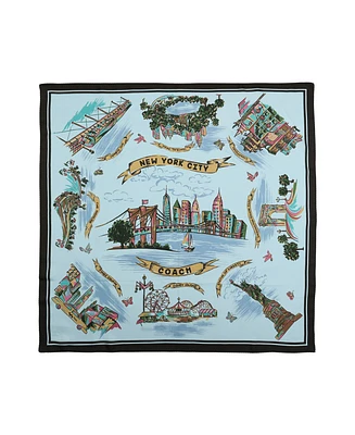 Coach Women's New York Map Printed Silk Square Scarf