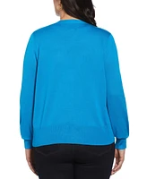 Rafaella Plus Enamel Button Cardigan Sweater