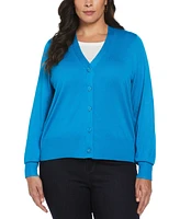 Rafaella Plus Enamel Button Cardigan Sweater