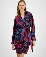 Tahari Asl Women's Printed Faux-Wrap Dress