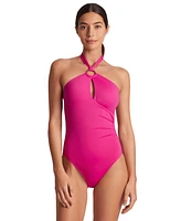 Lauren Ralph Women's Macrame-Ring High-Neck One-Piece Swimsuit