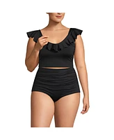 Lands' End Plus Ruffle V-neck Midkini Swimsuit Top