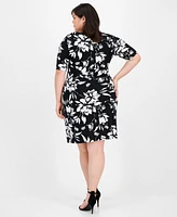 Connected Plus Knotted Elbow-Sleeve Dress