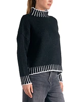 Elan Women's Whipstitched-Edge Mock-Neck Sweater