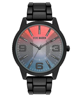 Steve Madden Men's Contemporary Black Alloy Metal Watch, 45mm