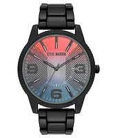 Steve Madden Men's Contemporary Black Alloy Metal Watch, 45mm