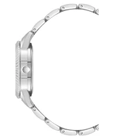 Steve Madden Women's Coin Edge Silver-Tone Alloy Metal Bracelet Watch, 36mm