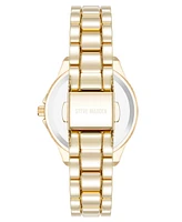 Steve Madden Women's Everyday Black and Gold-Tone Alloy Metal Bracelet Watch, 30mm