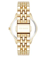 Steve Madden Women's Essential Black and Gold-Tone Alloy Metal Bracelet Watch, 33.5mm