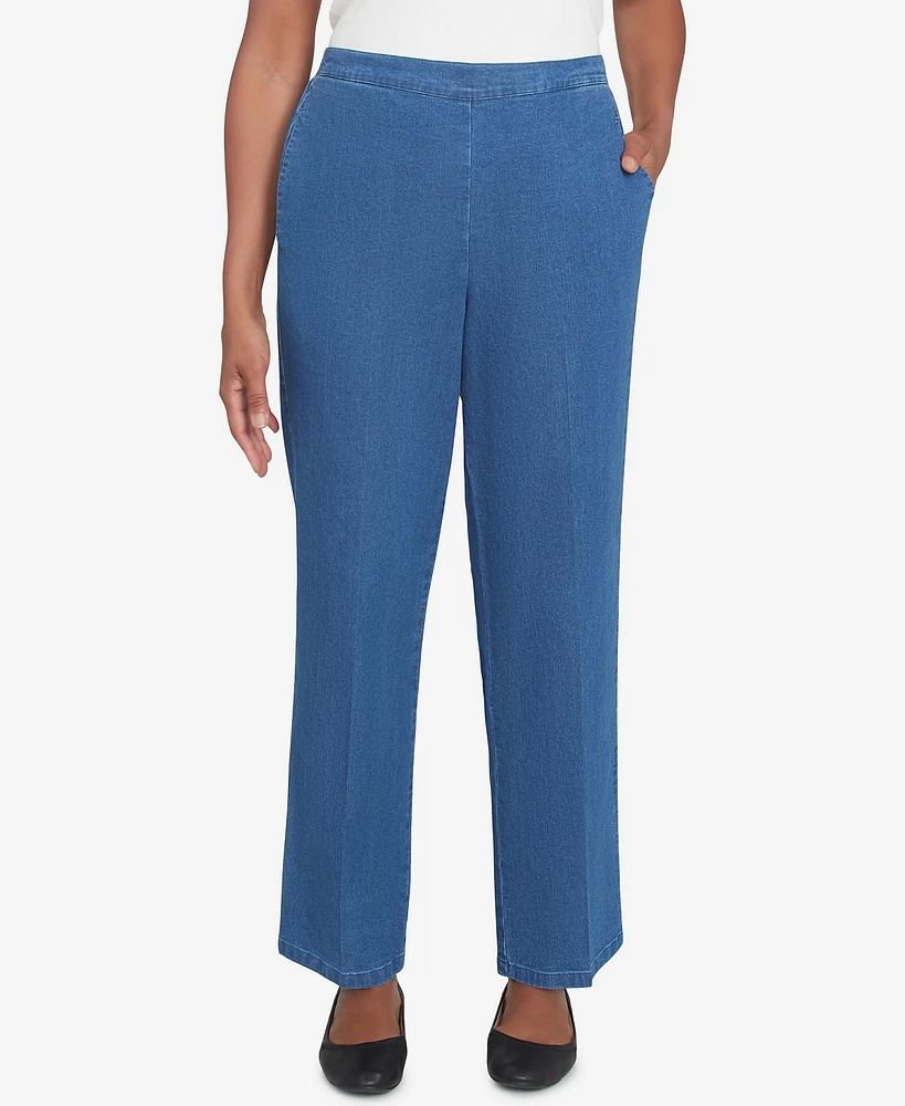 Alfred Dunner Women's Lake Victoria Pull-On Average Length Denim Pants