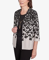 Alfred Dunner Women's Romancing the Stone Cascading Leaves Two One Top with Necklace