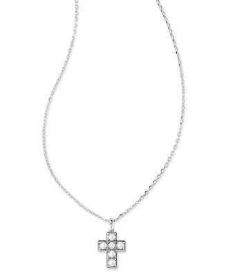 Kendra Scott Silver-Tone Cultured Freshwater Pearl (3mm) Cross Adjustable 19" Pendant Necklace