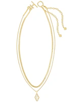 Kendra Scott Gold-Tone Mother of Pearl & Pave Clover Layered Necklace, 16" + 3" extender