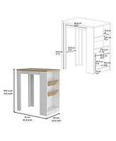 Depot E-Shop Kenton Kitchen Island 41" H, 2 Bottle Organizer and Shelf