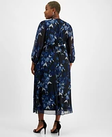 Robbie Bee Plus Floral Chiffon Maxi Dress