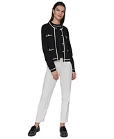 Karl Lagerfeld Paris Petite Embellished-Button Tipped Cardigan Sweater