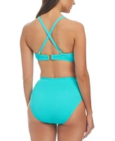 Bleu By Rod Beattie Womens Ring Strap Underwired Bikini Top Shirred High Waisted Bottoms