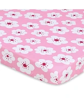 The Peanutshell Pack n Play, Mini Crib, Portable Crib or Fitted Playard Sheets for Baby Girl, Mod Floral, 3 Pack Set