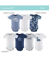 The Peanutshell Baby Boys Bodysuits, 7-Pack, Blue Camo