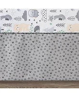 The Peanutshell Grey, Tan and Green Woodscape 5 Piece Crib Bedding Set for Baby Boys or Girls, Nursery Set with Blanket