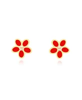 The Lovery Coral Flower Stud Earrings 14K Gold