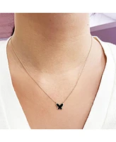 The Lovery Onyx Single Butterfly Necklace 14K Gold