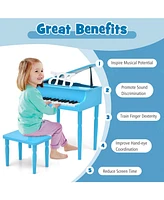 Hongge 30-Key Wood Toy Kids Grand Piano with Bench and Music Rack