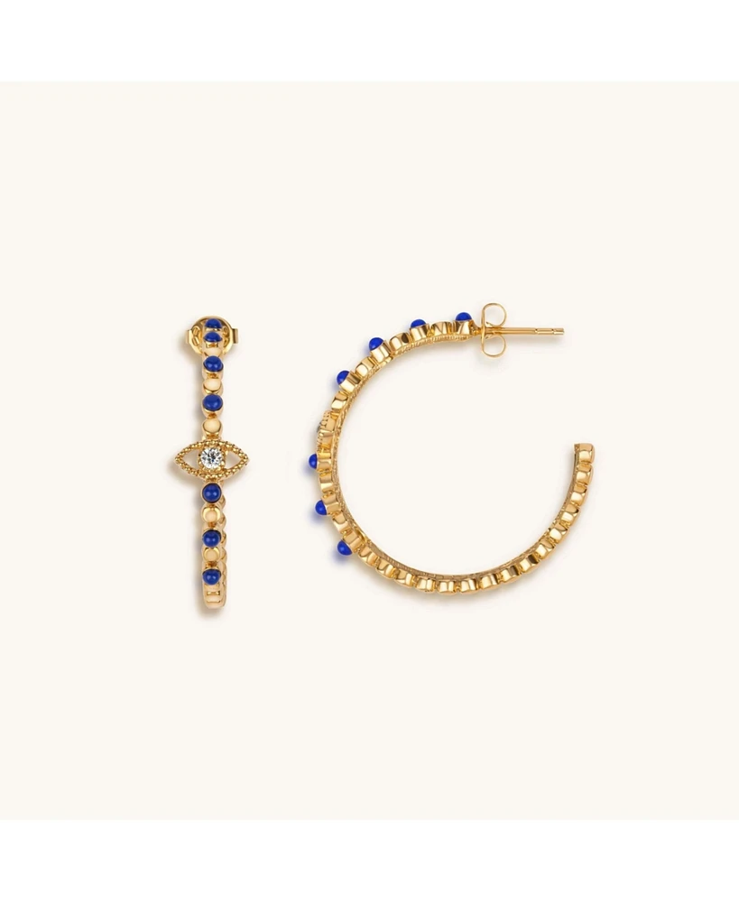 Karma and Luck Truth Seeker - Evil Eye Lapis Hoop Earrings