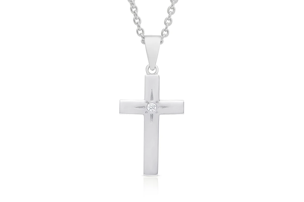 Lily Nily Girls Silver Plated Cz Cross Necklace