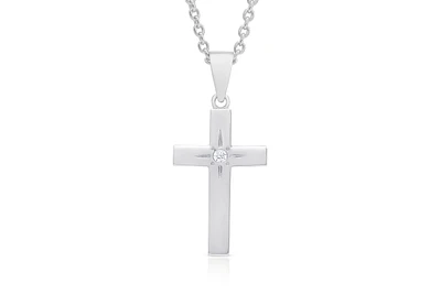 Lily Nily Girls Silver Plated Cz Cross Necklace