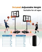 Hongge 4.4-10 Feet Portable Basketball Hoop Adjustable with 2 Wheels and Fillable Base