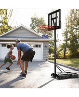 Hongge 4.4-10 Feet Portable Basketball Hoop Adjustable with 2 Wheels and Fillable Base