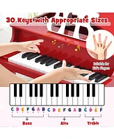 Hongge 30-Key Wood Toy Kids Grand Piano with Bench and Music Rack