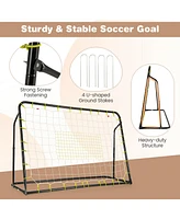 Hongge 2-in-1 Kids Soccer Rebounder and Soccer Goal with Adjustable Height-Black