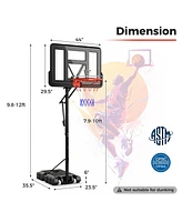 Hongge 7.9-10 Feet Portable Basketball Hoop System with Sturdy Base and Wheels-Black