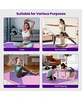 Hongge 4-Panel Pu Leather Folding Exercise Gym Mat with Hook and Loop Fasteners-Pink & Purple