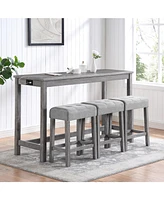 Streamdale Furniture Exquisite Industrial Dining Table with Space-Saving Bar Stools