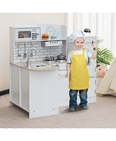 Hongge Kids Kitchen Playset Conor Kitchen Toy with Realistic Microwave and Oven Stove