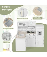 Hongge Kids Kitchen Playset Conor Kitchen Toy with Realistic Microwave and Oven Stove