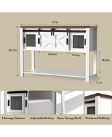 gaomon Farmhouse Industrial Entryway Table With Sliding Barn Doors - Rustic Sideboard Buffet Cabinet For Kitchen, Dining Room, Living Room